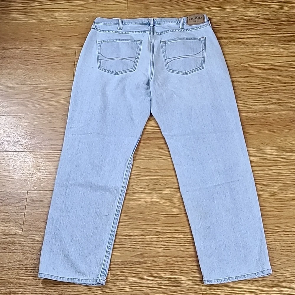 HOLLISTER VINTAGE LOOSE 36x29 PRE-OWNED MENS MECHANIC STAIN STRIGHT DENIM JEANS